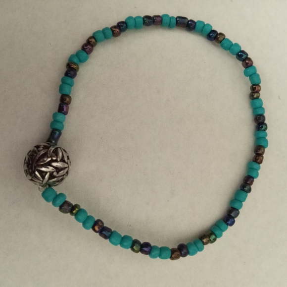 Hand Crafted Jewelry - Dragonfly silver plated beaded dainty anklet